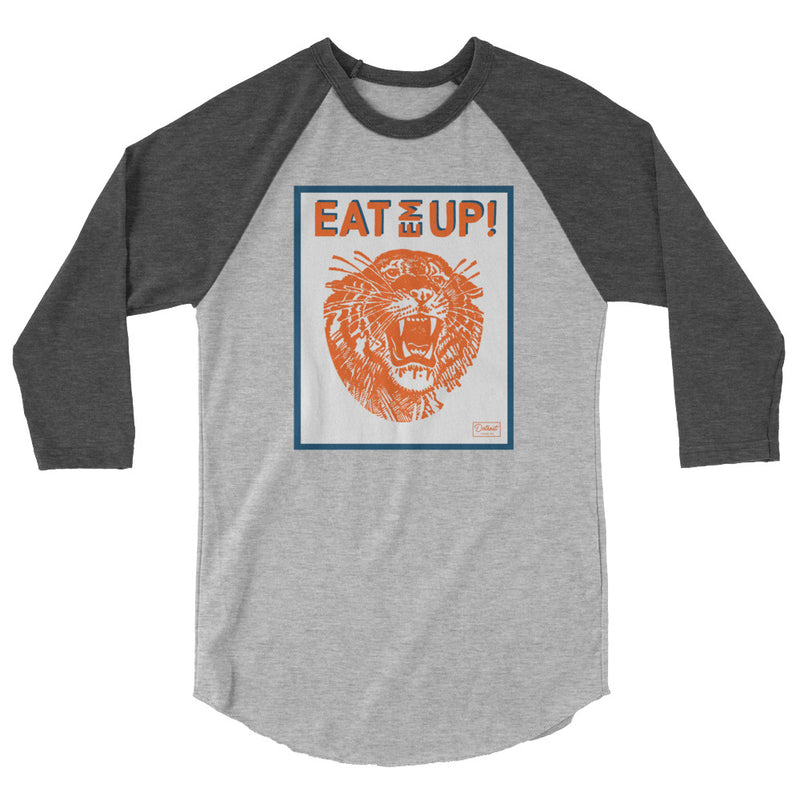 Unisex Eat Em Up Tiger - 3/4 Sleeve T-Shirt