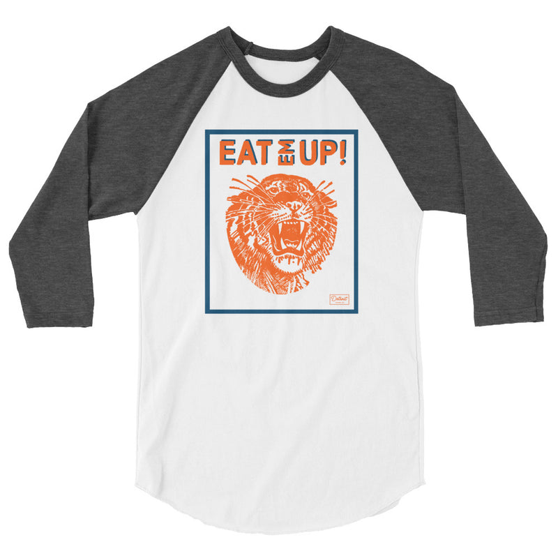 Unisex Eat Em Up Tiger - 3/4 Sleeve T-Shirt